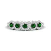 half-carat-classic-5-stone-round-halo-diamond-wedding-band-with-emerald-white-gold-FD11137BGEMGR-NL-WG